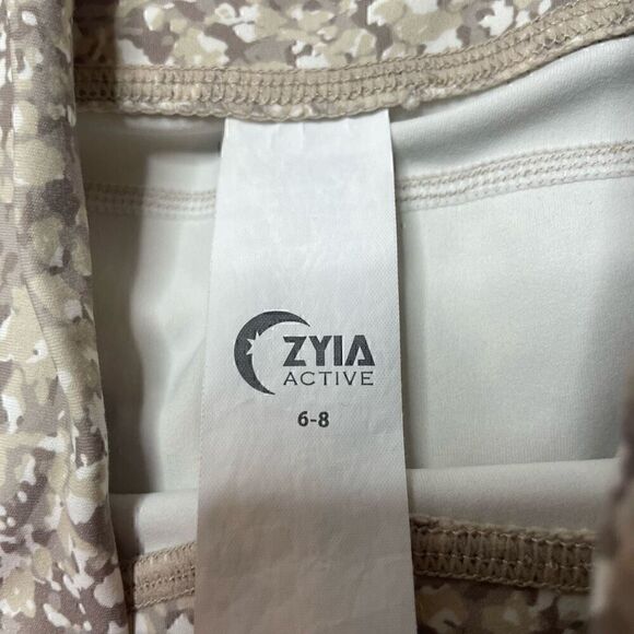 Zyia Active Leggings Sz 6-8 Green Beige Camo Compression Side Pocket Hi Rise Ruc - Picture 3 of 9